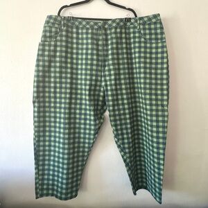 Lucy & Yak “Drew” Green Gingham Straight-Leg Jeans